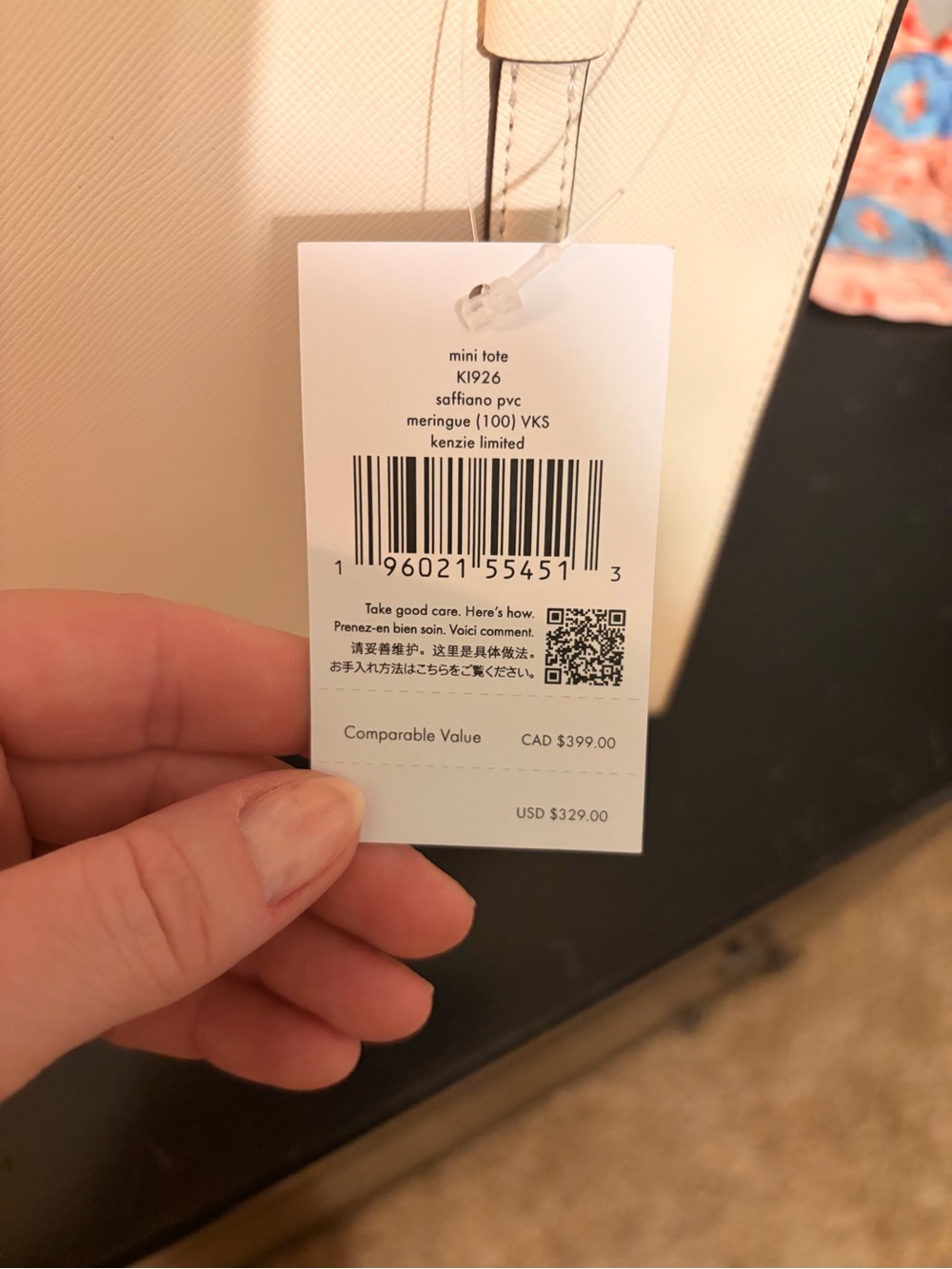 kate spade mini tote in meringue white